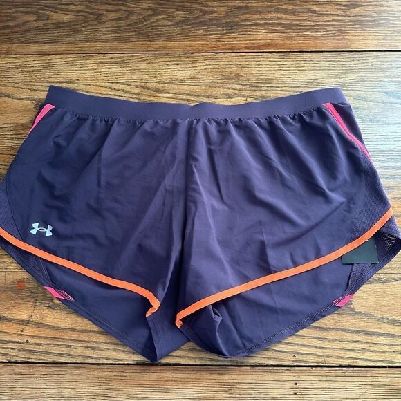 Under‎ Armour Fly By 2.0 Brief Lined Running Shorts Purple Women’s XXL NEW - Picture 1 of 8
